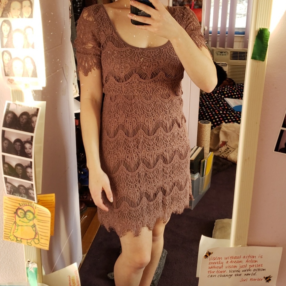Pins & Needles Lace Dress Mauve